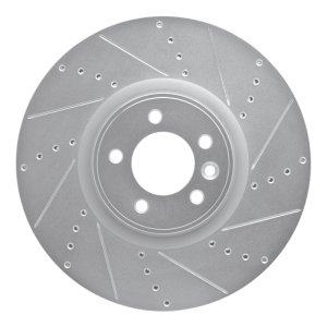 Land Rover Range Rover Brake Rotor (1) - Front Right - R1 Concepts - Drilled & Slotted - Silver - `10-`17